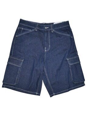 Zara Baggy Cargo Jean Shorts Men's Size 31 Dark Rinse Denim Jorts NWT